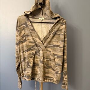 Maurices Camo Hooded Wrap Top